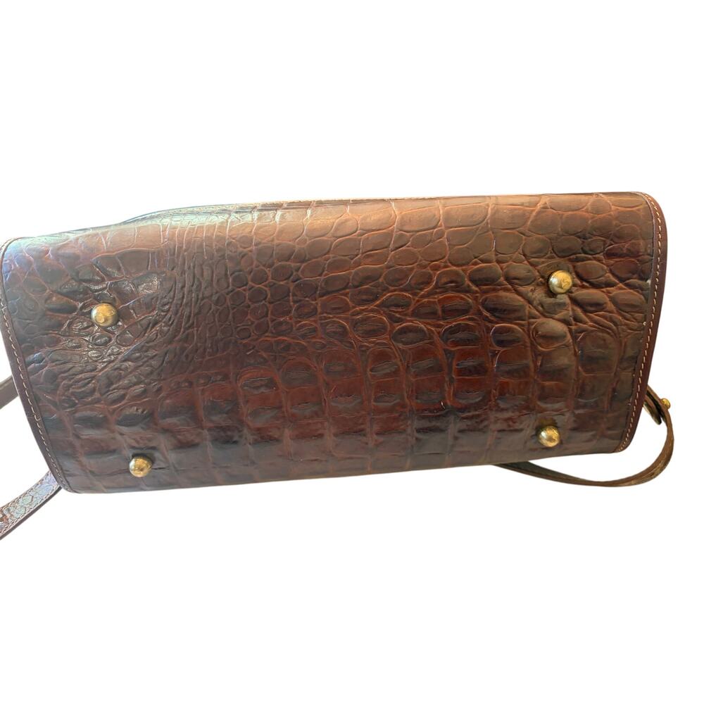 Vintage Brahmin Tuscan Leather Satchel Crossbody Bag-Black and Brown Made in USA - Picture 6 of 12
